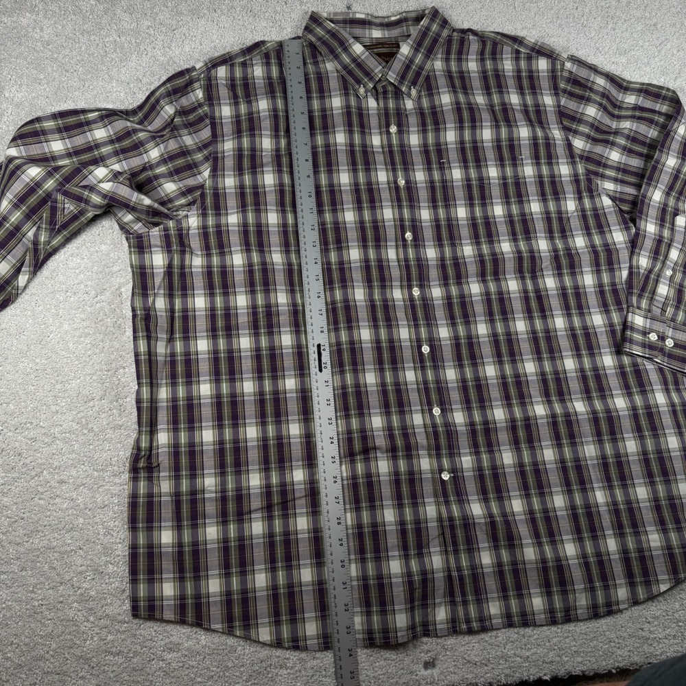 Oak Hill Button Down Shirt Big Mens 3XL Purple Plaid Wrinkle Free Cotton XXXL - Picture 10 of 13